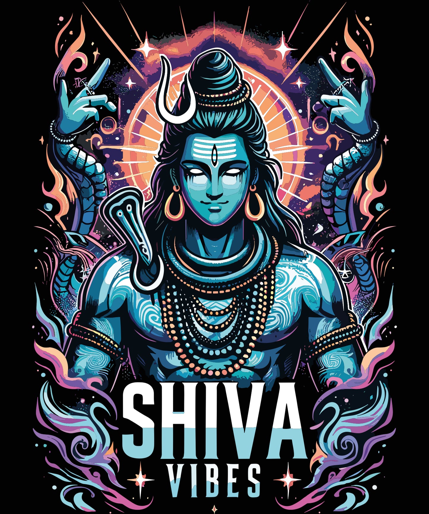 Shiva Vibes Black DropShoulder T-Shirt