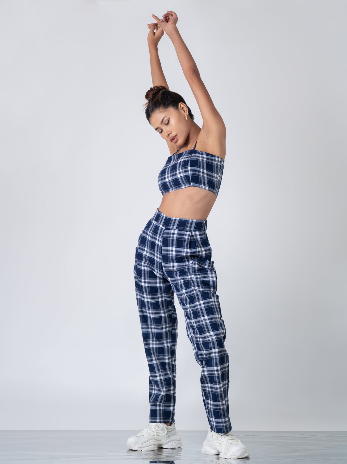 Navy check Cami Top & Waist Pants - Co-Ord set