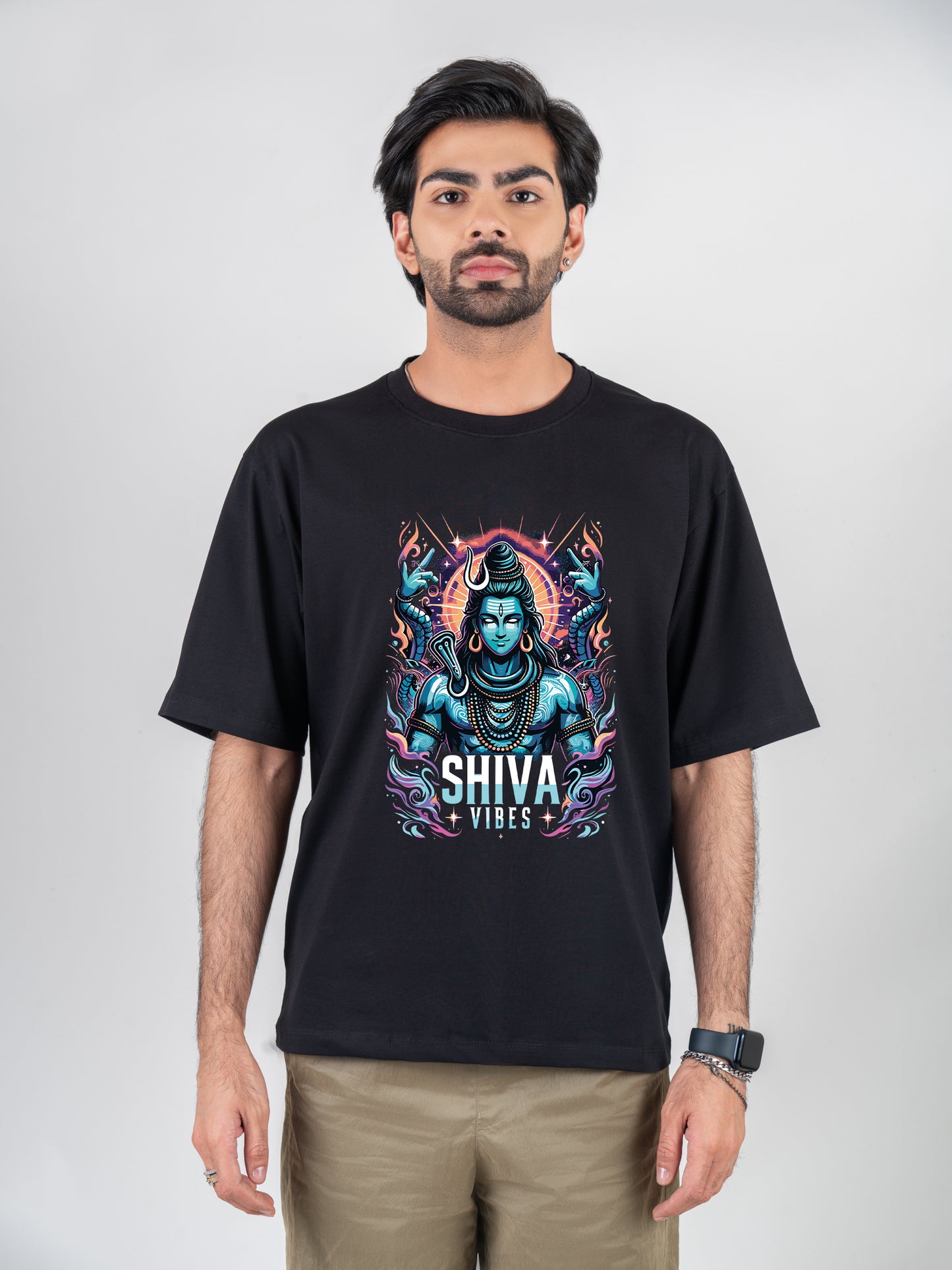 Shiva Vibes Black DropShoulder T-Shirt