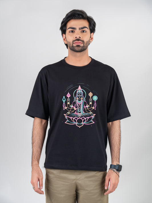 Maa Lakshmi Black DropShoulder T-Shirt