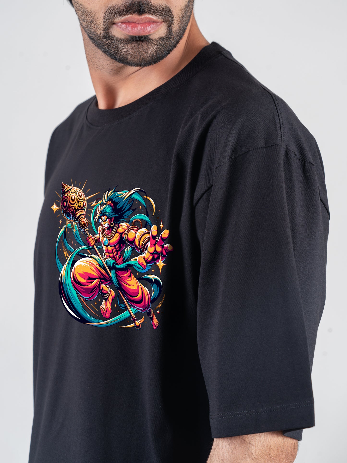 Modern Hanuman Black DropShoulder T-Shirt