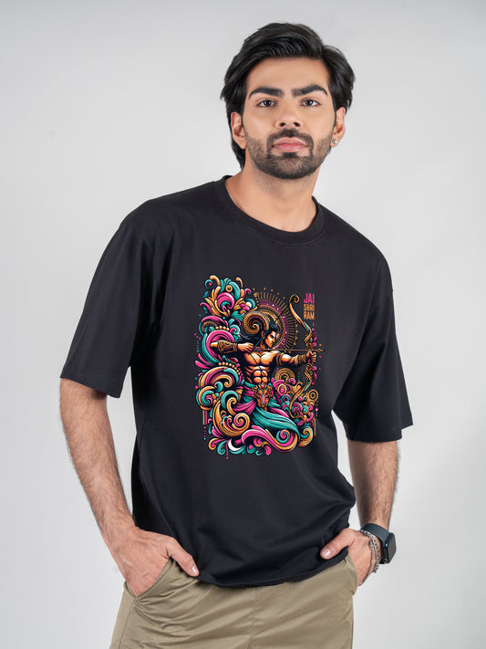 Shri Ram Black DropShoulder T-Shirt
