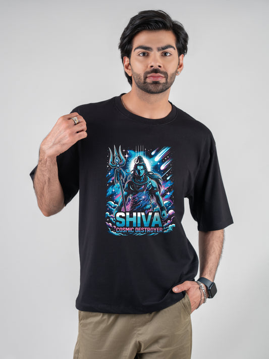 Shiva - Cosmic Destroyer Black DropShoulder T-Shirt