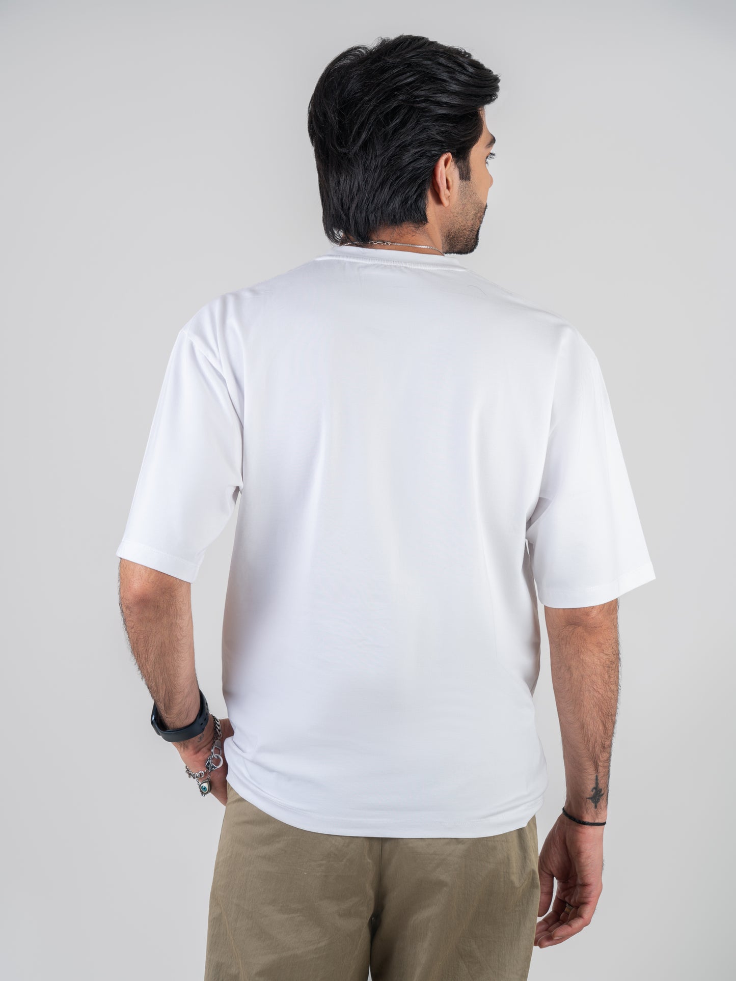 Fox Drop-shoulder White Cotten T-Shirt