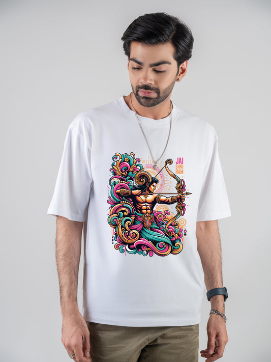 Shri Ram White DropShoulder T-Shirt