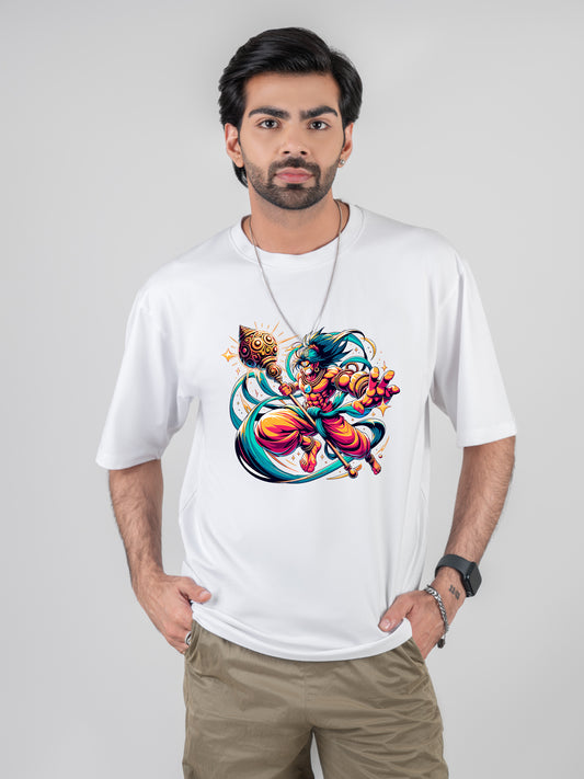 Modern Hanuman White DropShoulder T-Shirt