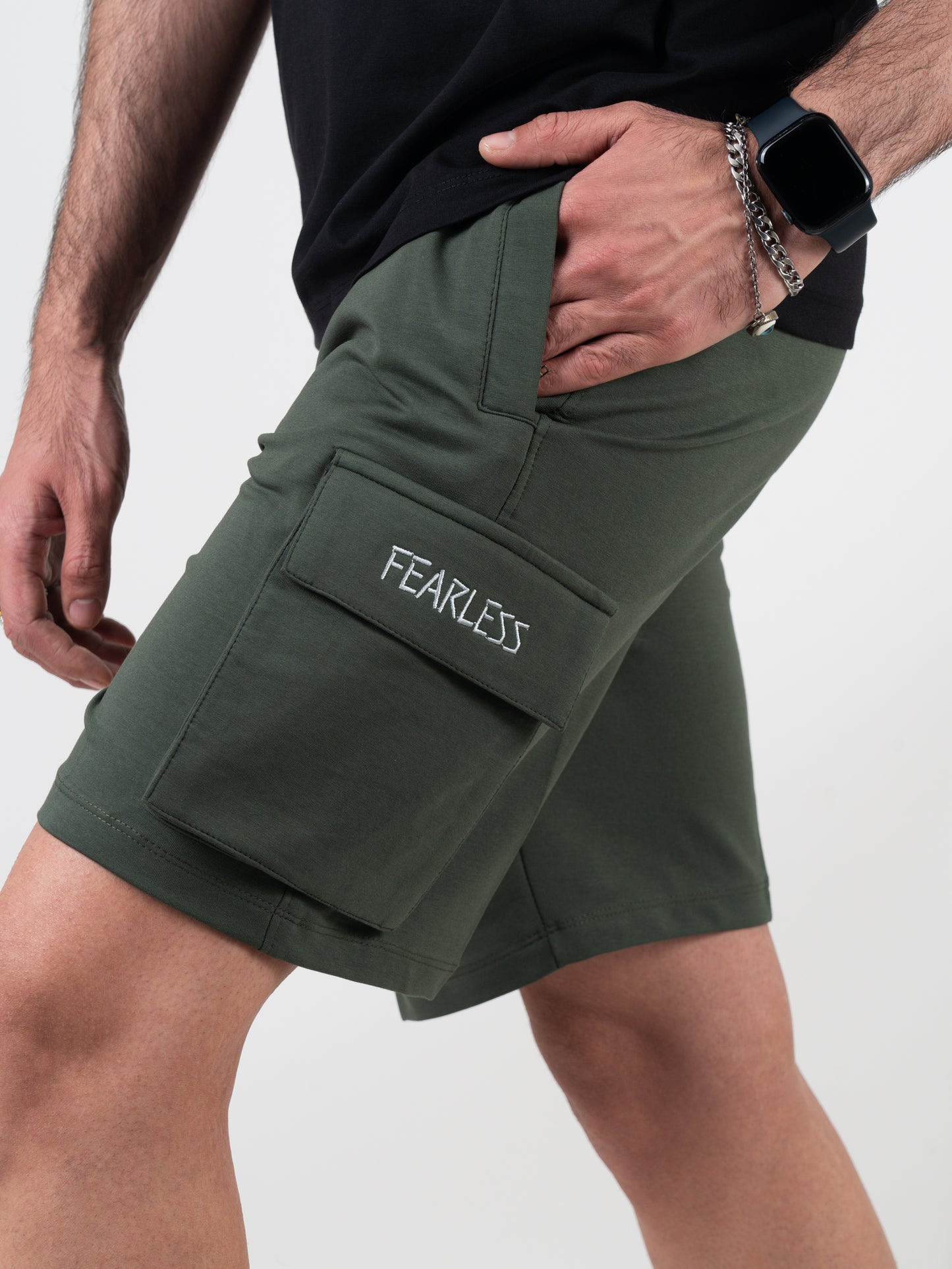 Fearless Cargo Shorts For Men - Olive Green