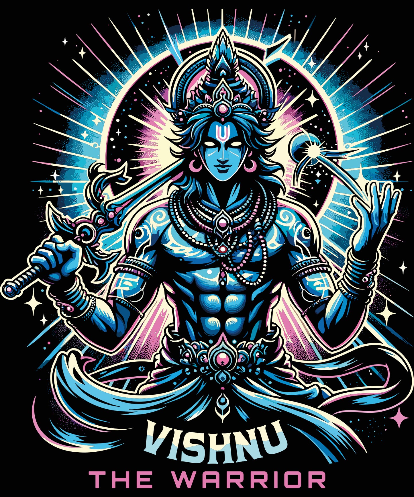 Vishnu The Warrior Black DropShoulder T-Shirt