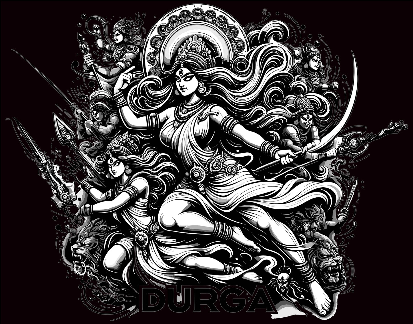 Maa Durga White DropShoulder T-Shirt