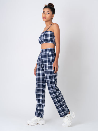 Navy check Cami Top & Waist Pants - Co-Ord set