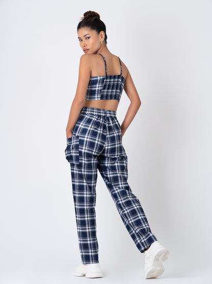 Navy check Cami Top & Waist Pants - Co-Ord set