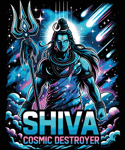 Shiva - Cosmic Destroyer Black DropShoulder T-Shirt