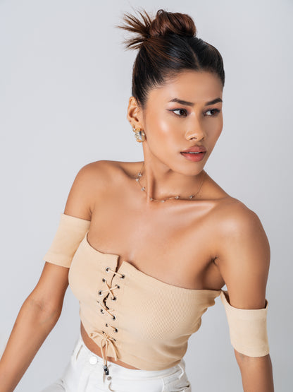 Off Shoulder Crop top - Desert Sand