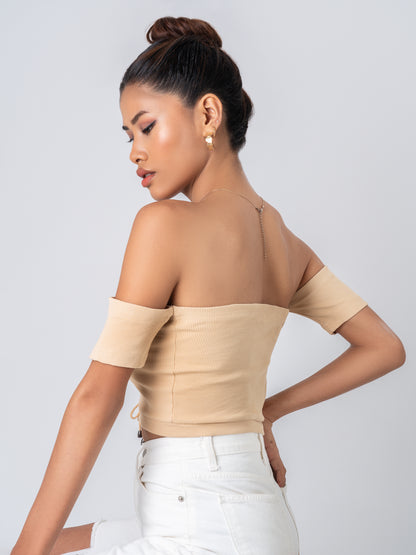 Off Shoulder Crop top - Desert Sand