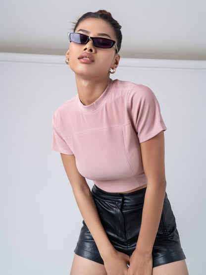 Classic Rose Rib Crop Tee