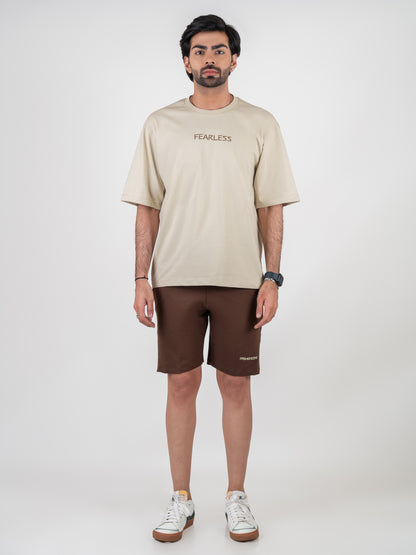 Classic Beige & Walnut shorts Co-Ords Set for Men