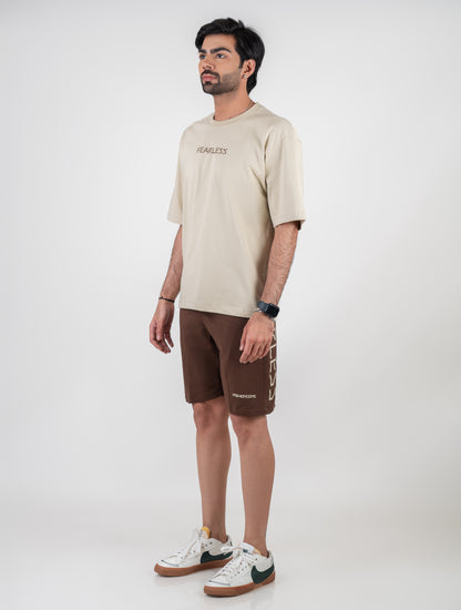 Classic Beige & Walnut shorts Co-Ords Set for Men