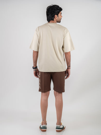 Classic Beige & Walnut shorts Co-Ords Set for Men