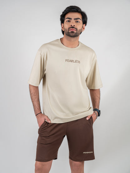 Classic Beige & Walnut shorts Co-Ords Set for Men