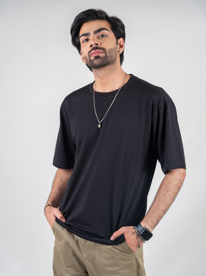 Classic Plain Black Dropshoulder T-shirt