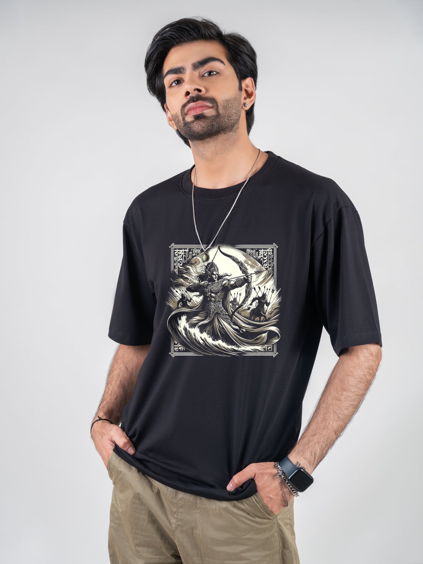 Karna Black DropShoulder T-Shirt