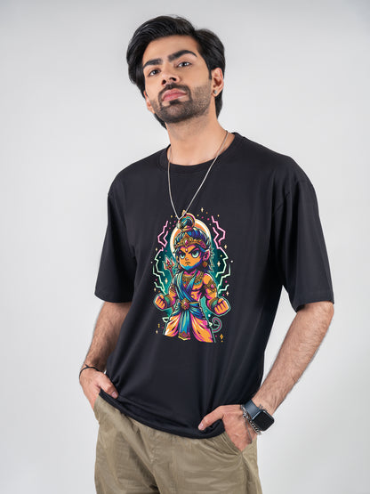 Kid Hanuman Black DropShoulder T-Shirt