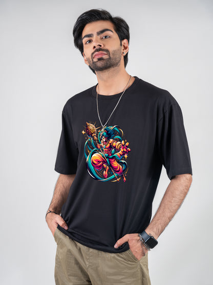 Modern Hanuman Black DropShoulder T-Shirt