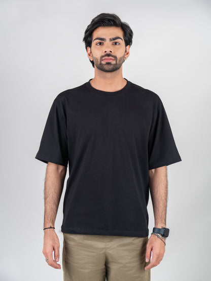 Classic Plain Black Dropshoulder T-shirt