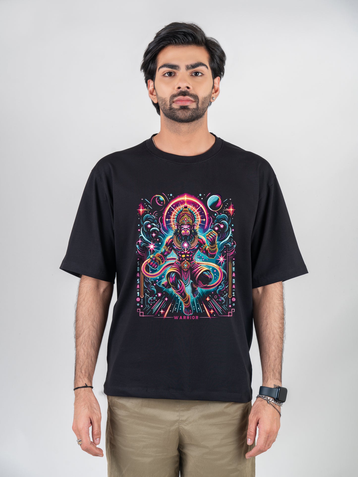 Hanuman The Warrior Black DropShoulder T-Shirt