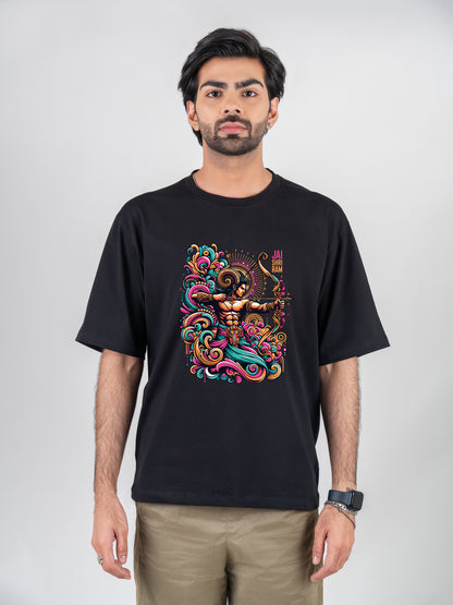 Shri Ram Black DropShoulder T-Shirt