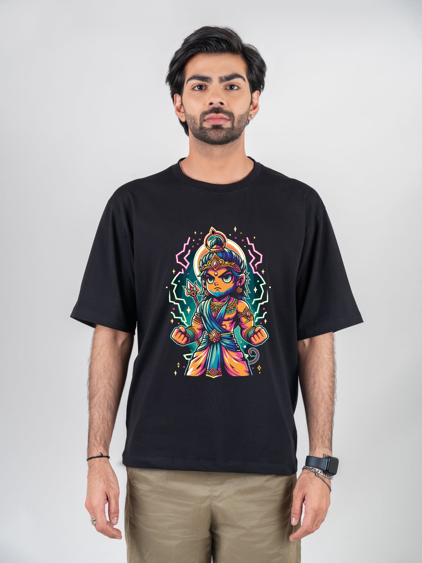 Kid Hanuman Black DropShoulder T-Shirt