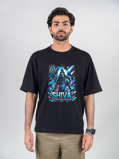 Shiva - Cosmic Destroyer Black DropShoulder T-Shirt