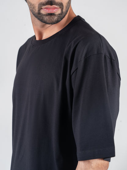 Classic Plain Black Dropshoulder T-shirt