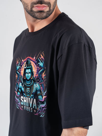 Shiva Vibes Black DropShoulder T-Shirt