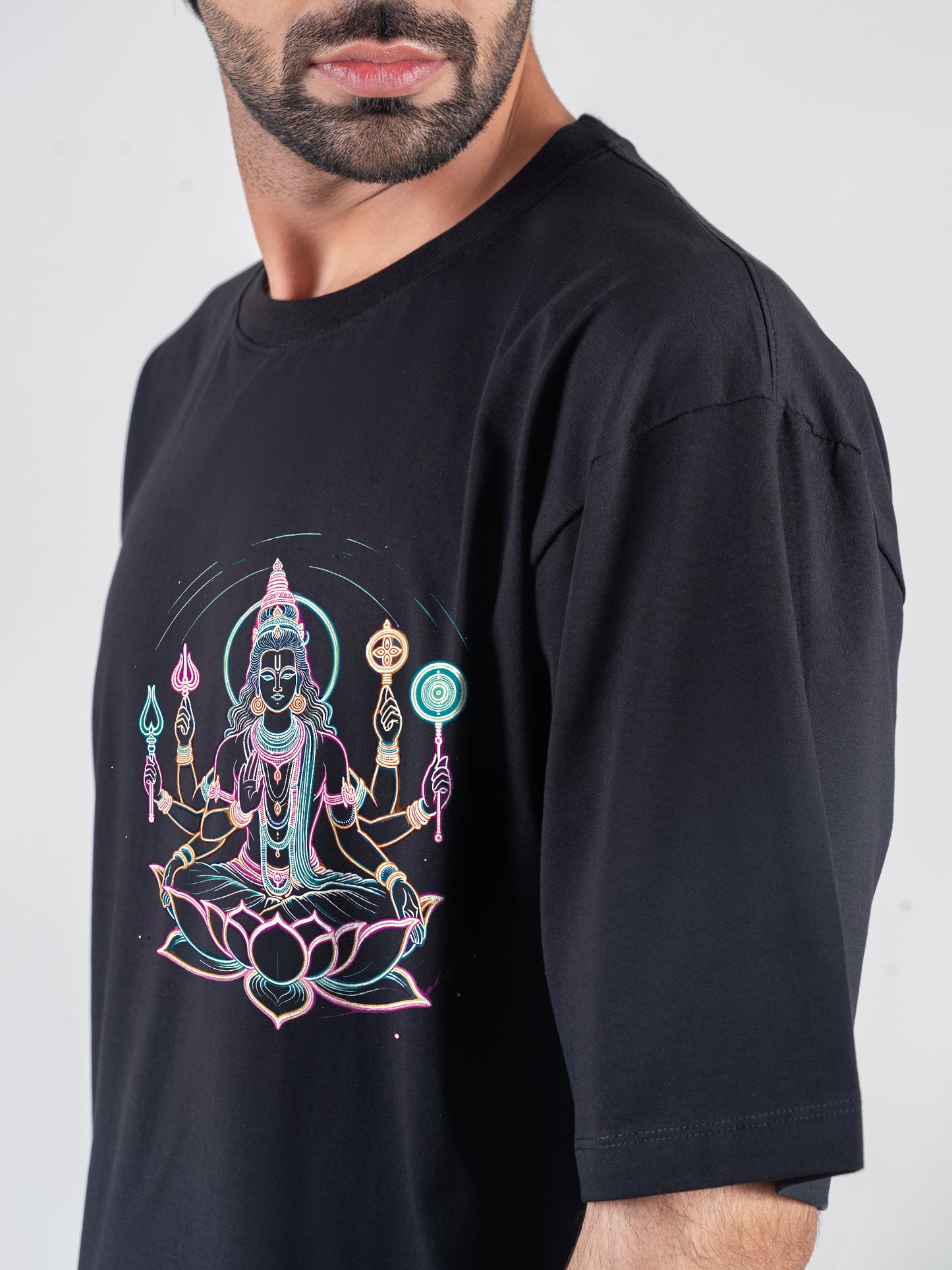 Maa Lakshmi Black DropShoulder T-Shirt