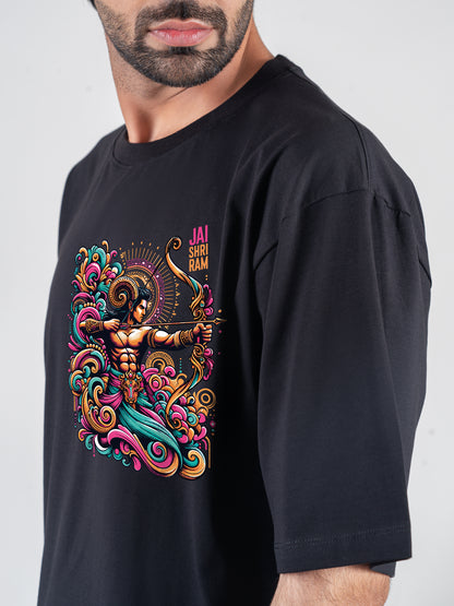 Shri Ram Black DropShoulder T-Shirt