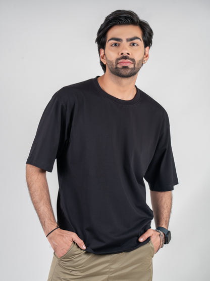 Classic Plain Black Dropshoulder T-shirt