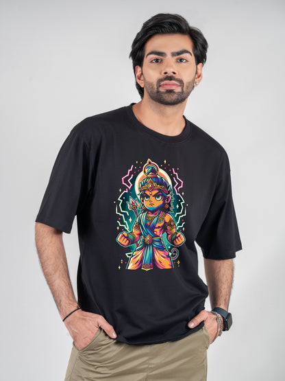 Kid Hanuman Black DropShoulder T-Shirt