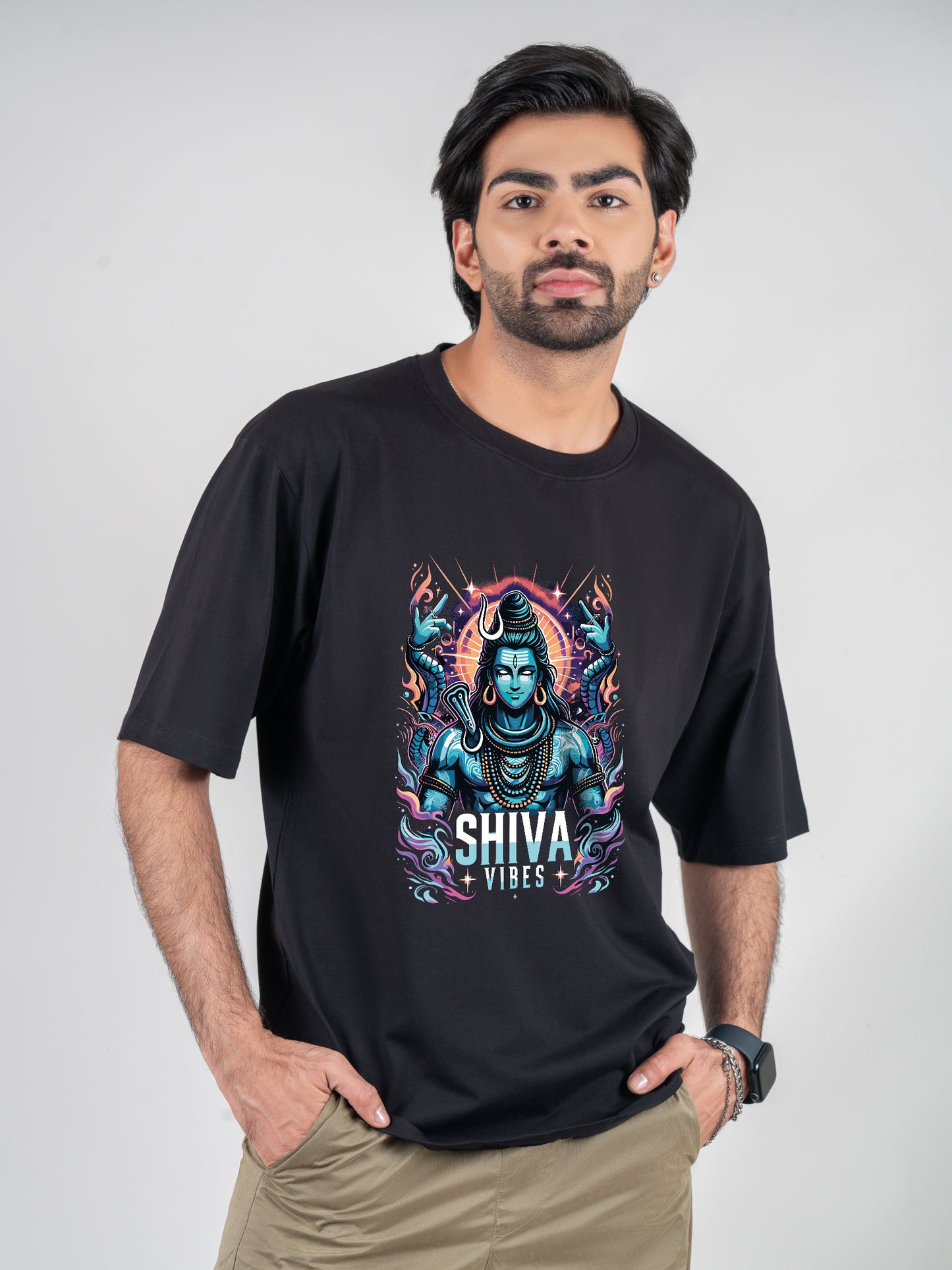 Shiva Vibes Black DropShoulder T-Shirt