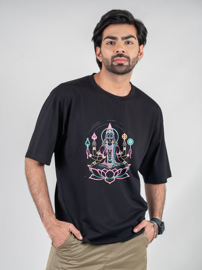 Maa Lakshmi Black DropShoulder T-Shirt