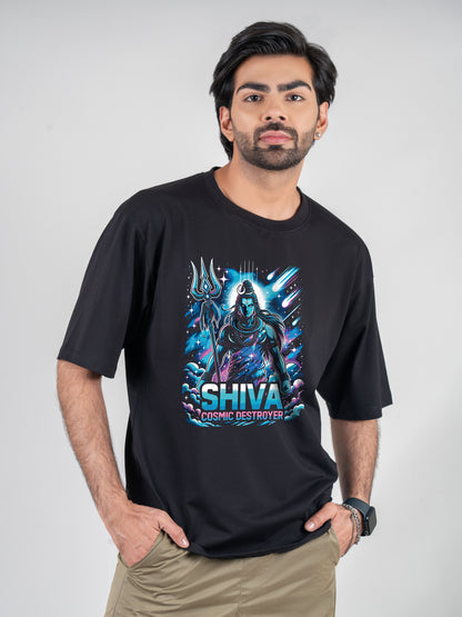 Shiva - Cosmic Destroyer Black DropShoulder T-Shirt