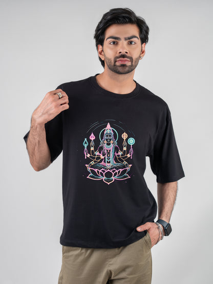 Maa Lakshmi Black DropShoulder T-Shirt