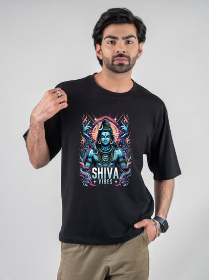 Shiva Vibes Black DropShoulder T-Shirt