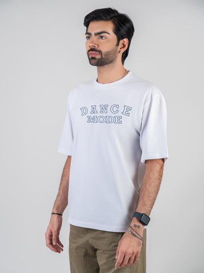 Dance Mode Dropshoulder Cotten White T-Shirt