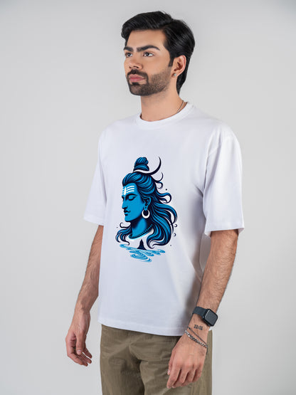 Shiva White DropShoulder T-Shirt