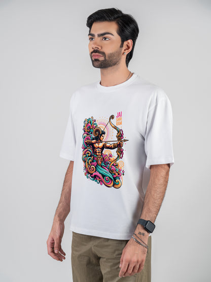 Shri Ram White DropShoulder T-Shirt