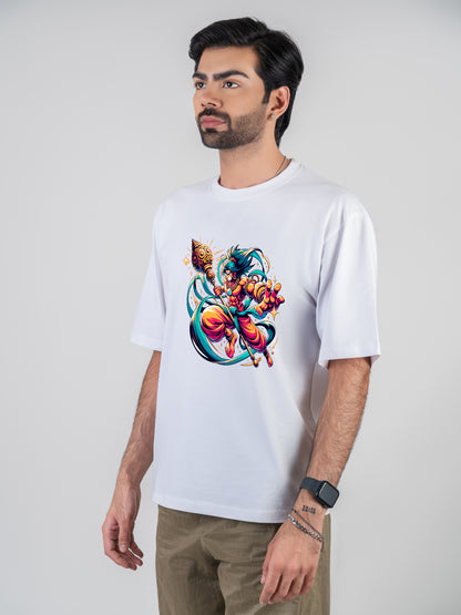 Modern Hanuman White DropShoulder T-Shirt