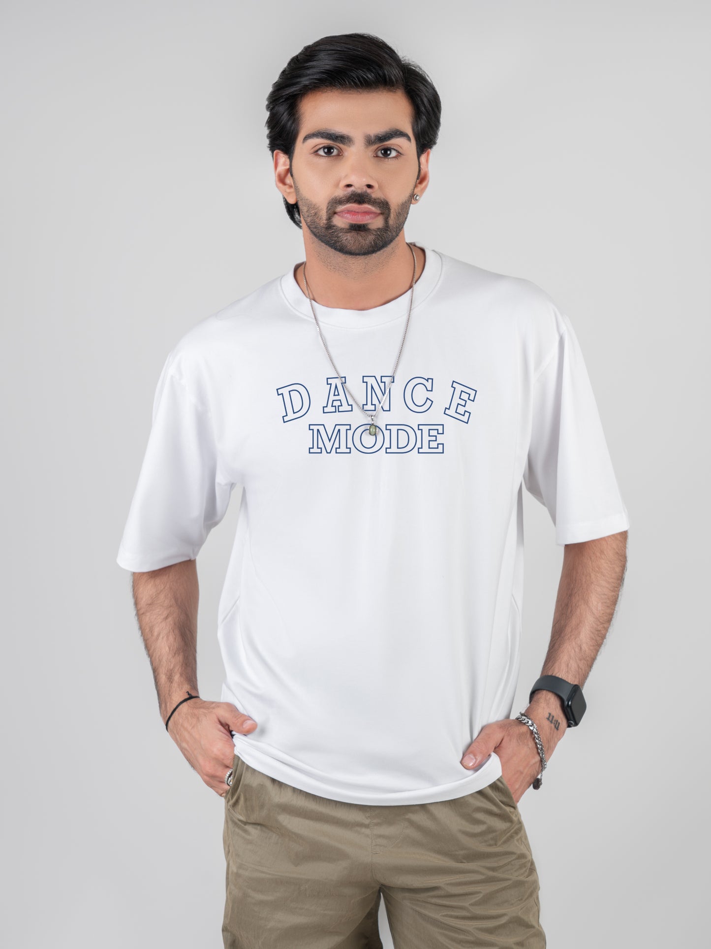 Dance Mode Dropshoulder Cotten White T-Shirt