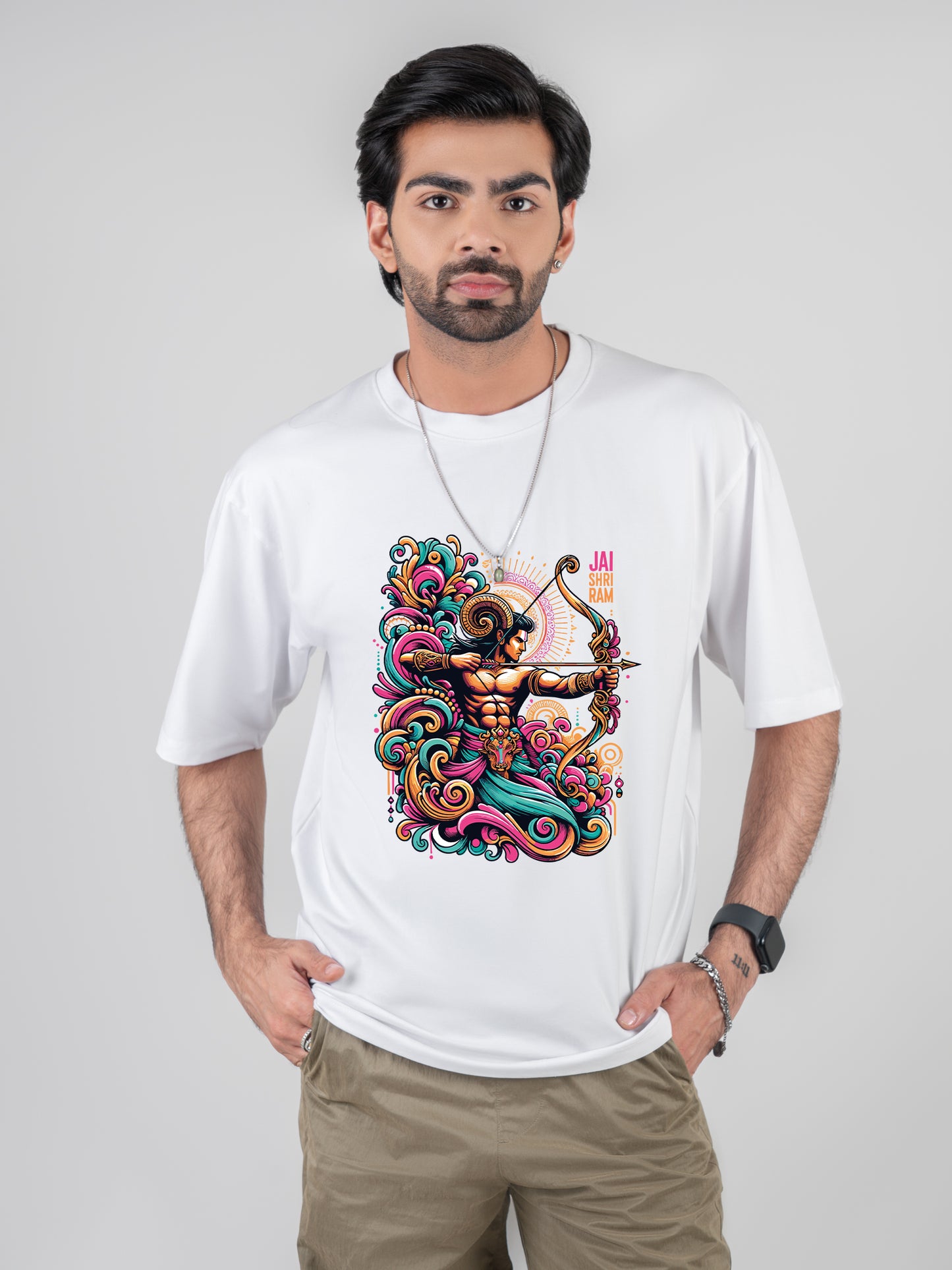 Shri Ram White DropShoulder T-Shirt