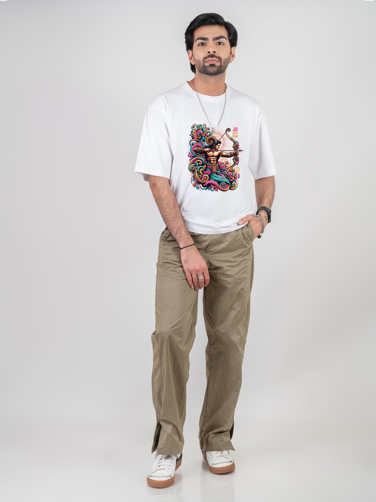 Shri Ram White DropShoulder T-Shirt